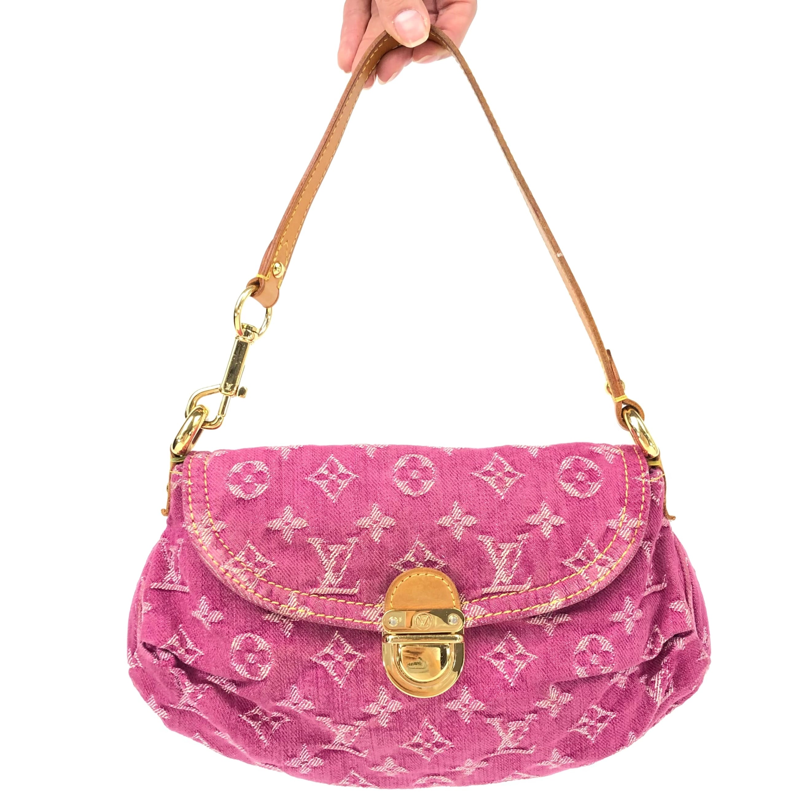 LOUIS VUITTON DENIM PLEATY SHOULDER BAG