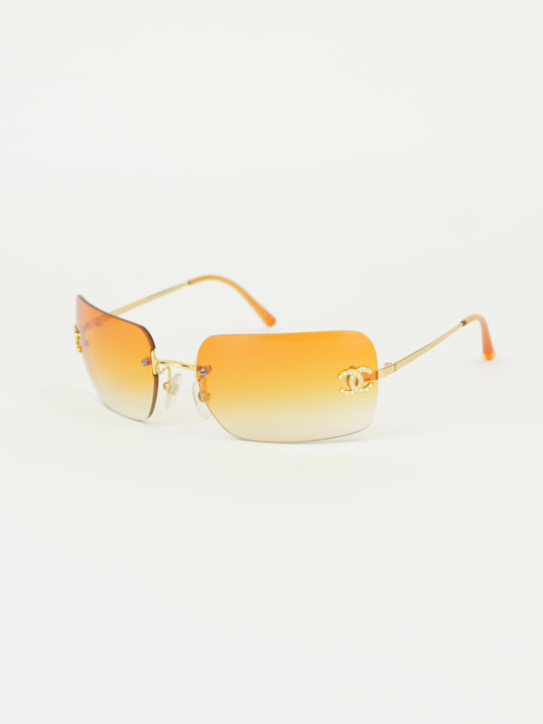 CHANEL RIMLESS RHINESTONE SUNGLASSES