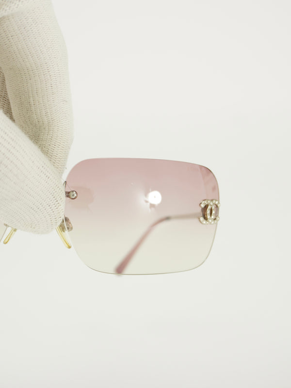 CHANEL RIMLESS RHINESTONE SUNGLASSES