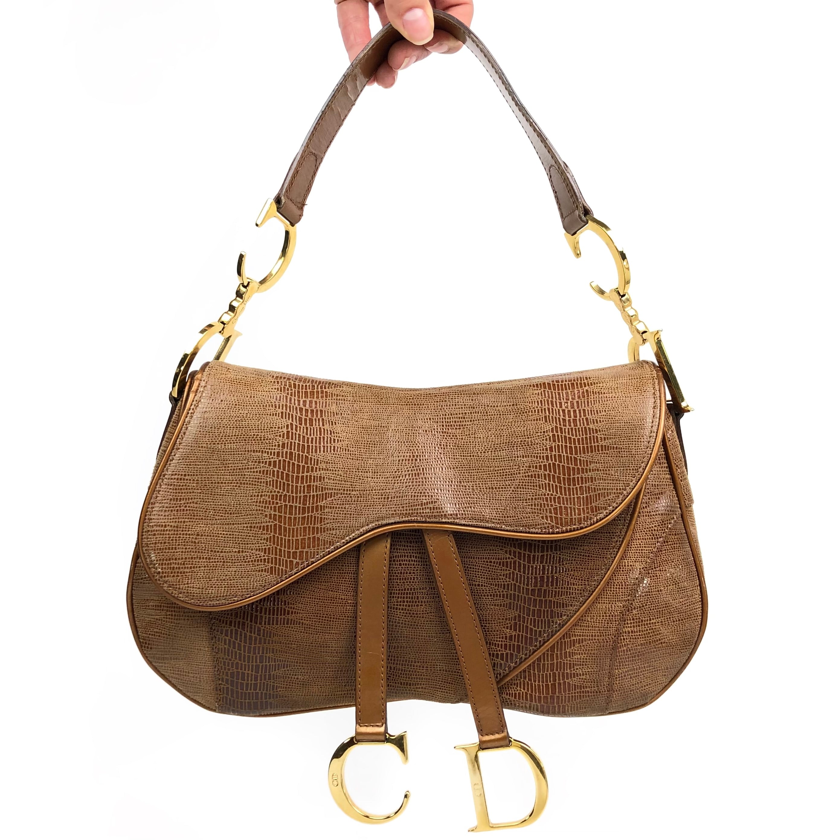 CHRISTIAN DIOR LIZARD DOUBLE SADDLE BAG