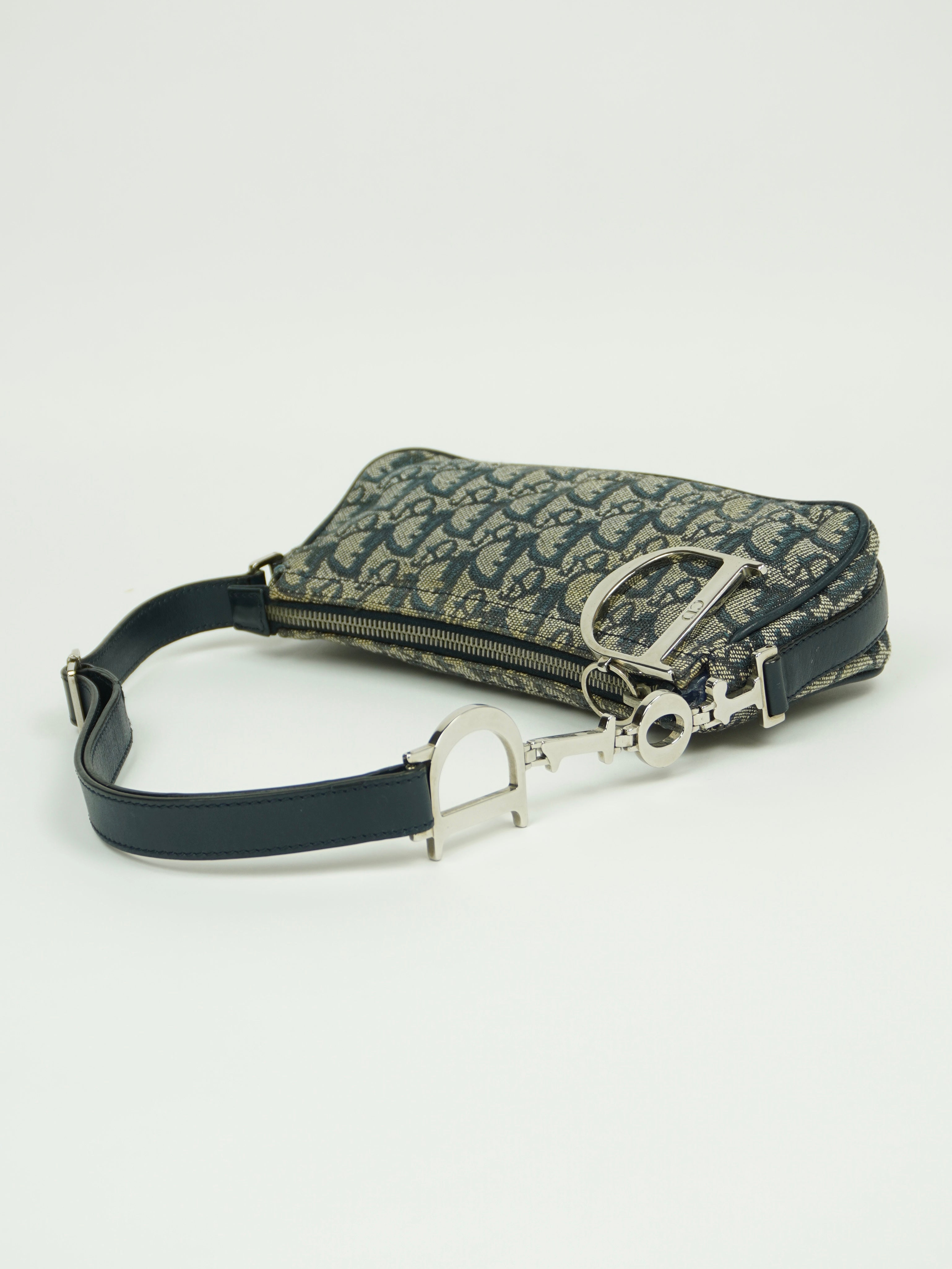 CHRISTIAN DIOR MONOGRAM BAG WITH SILVER HARDWARE