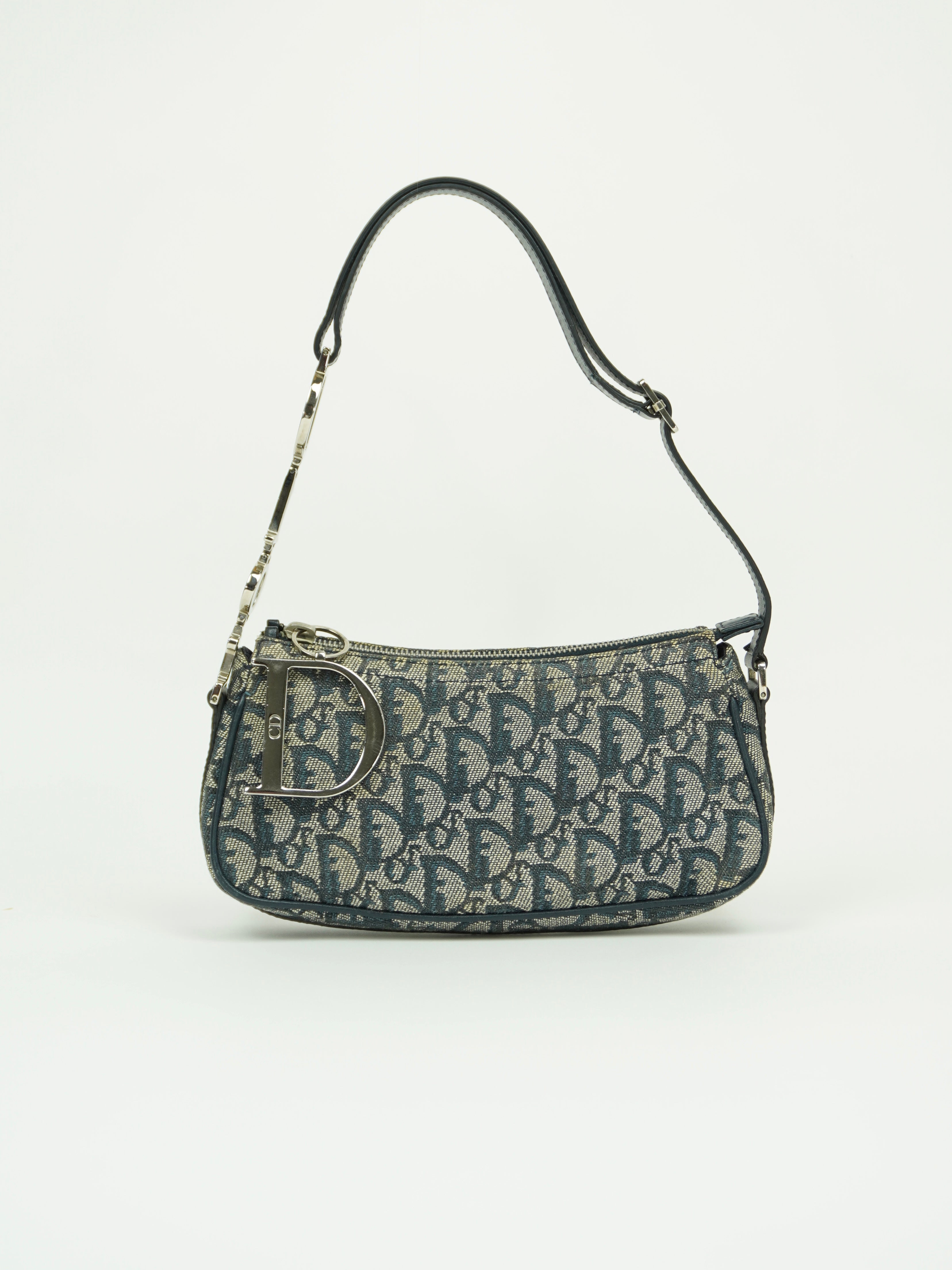 CHRISTIAN DIOR MONOGRAM BAG WITH SILVER HARDWARE