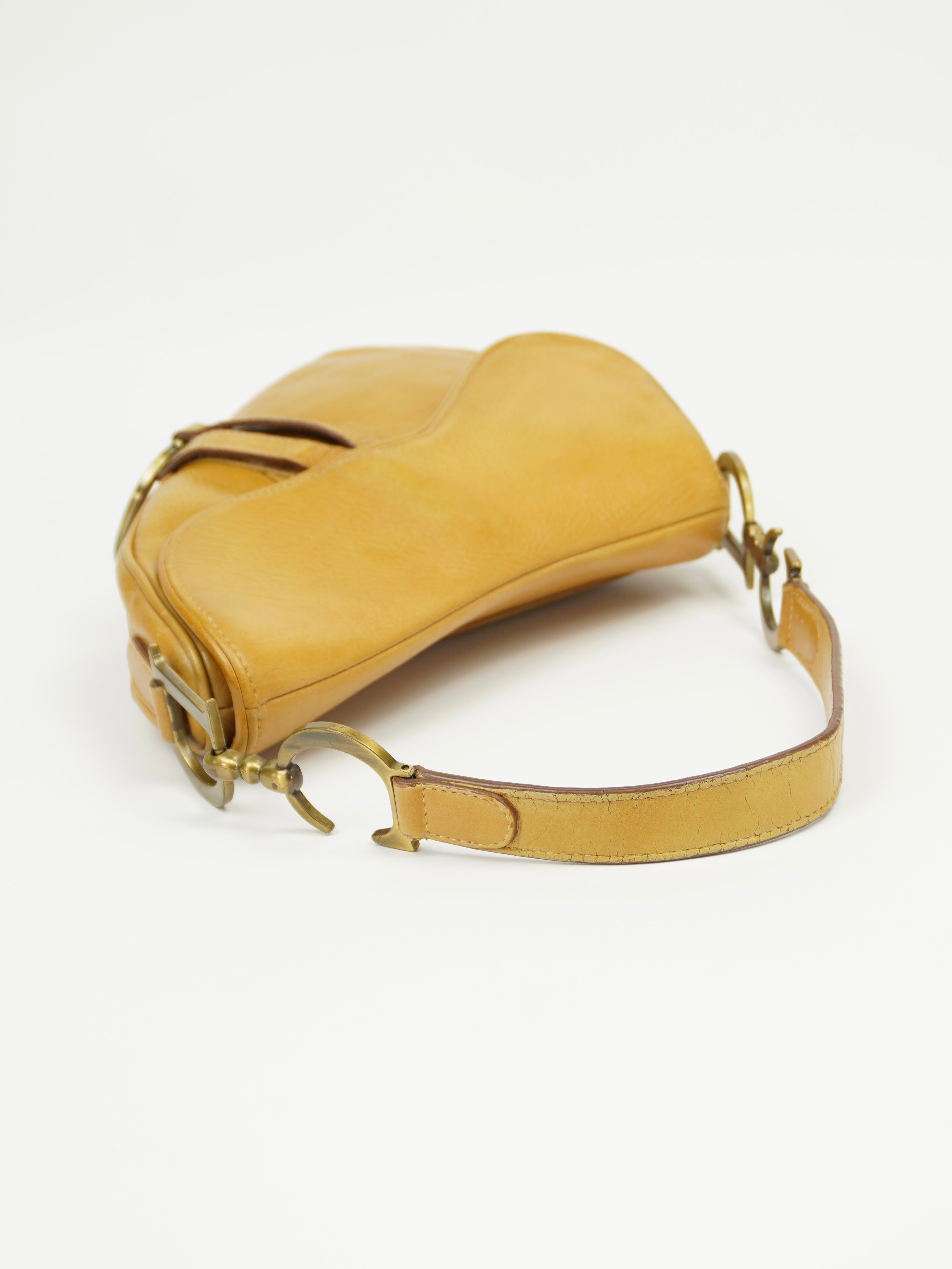 CHRISTIAN DIOR TAN LEATHER SADDLE BAG