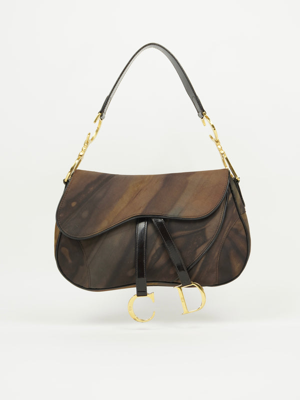 CHRISTIAN DIOR WATER COLOUR DOUBLE SADDLE BAG