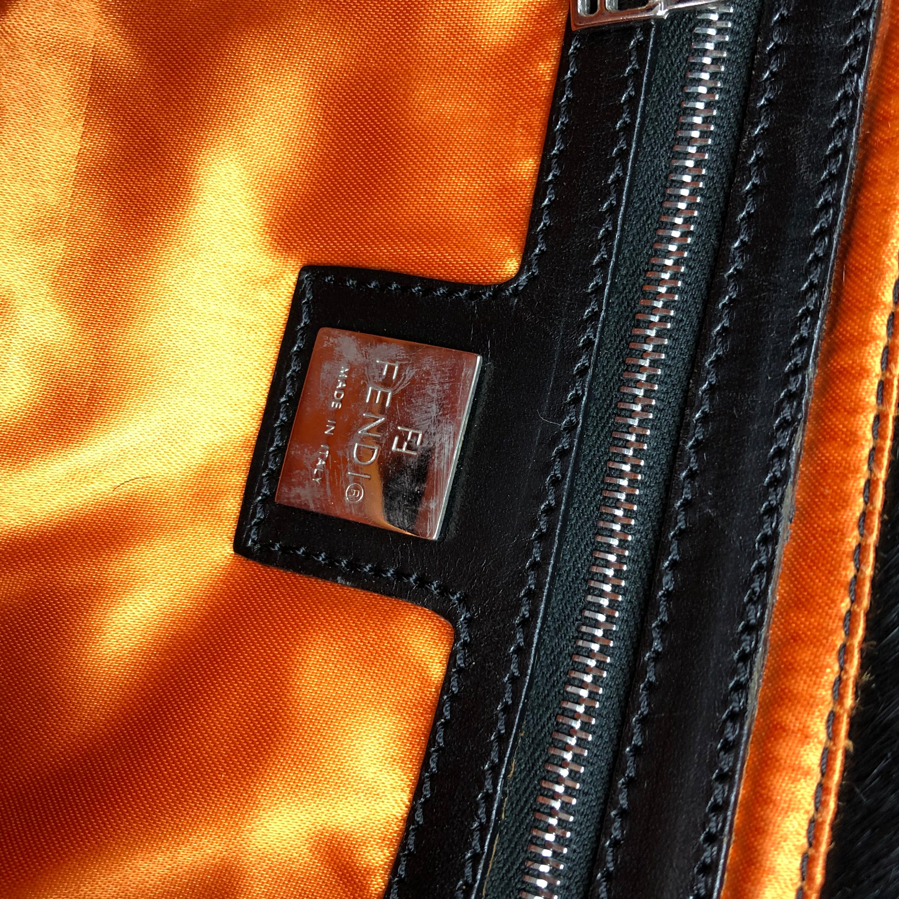 FENDI CALF HAIR BAGUETTE BAG