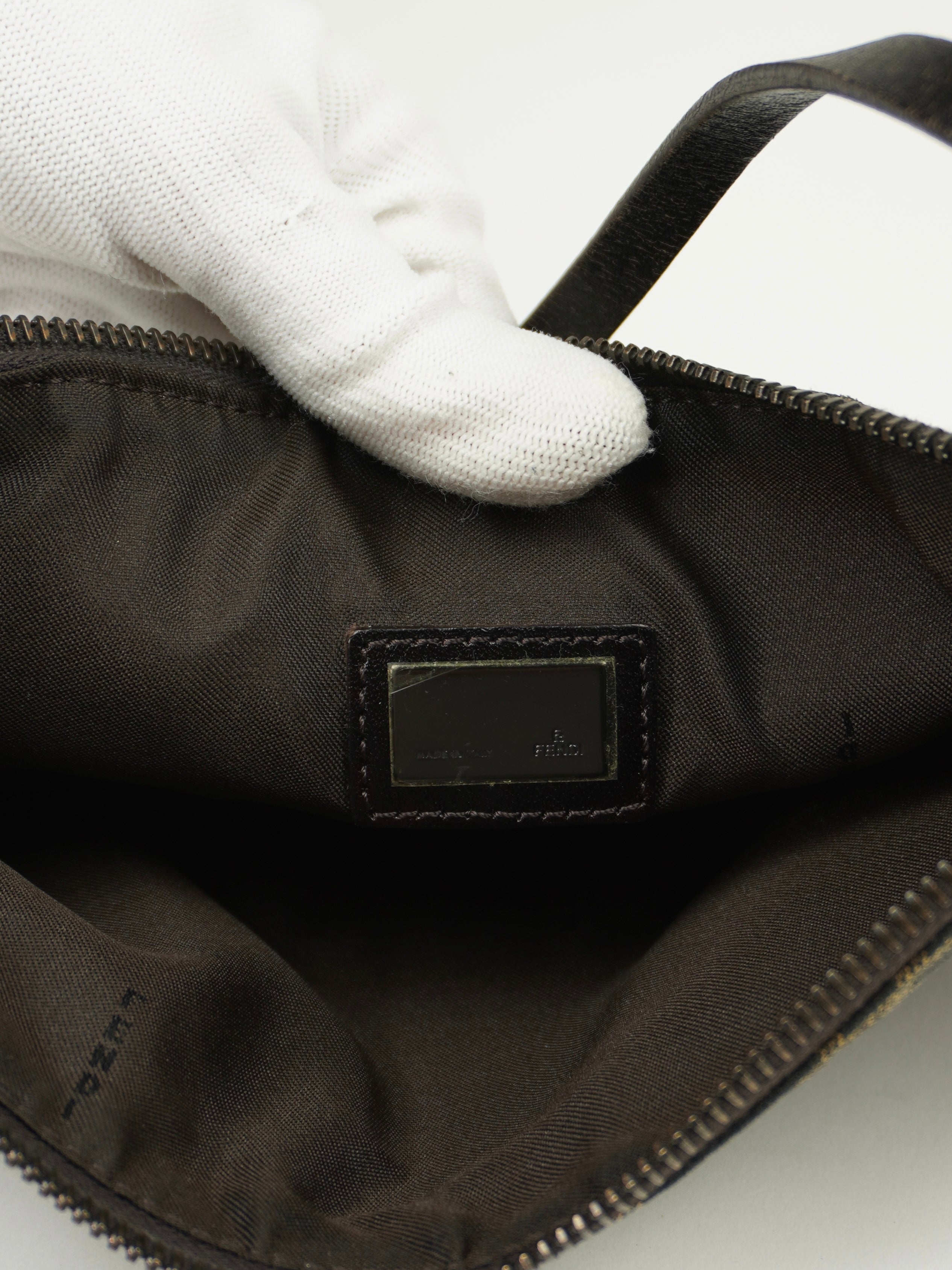 FENDI ZUCCA CRESCENT SHOULDER BAG