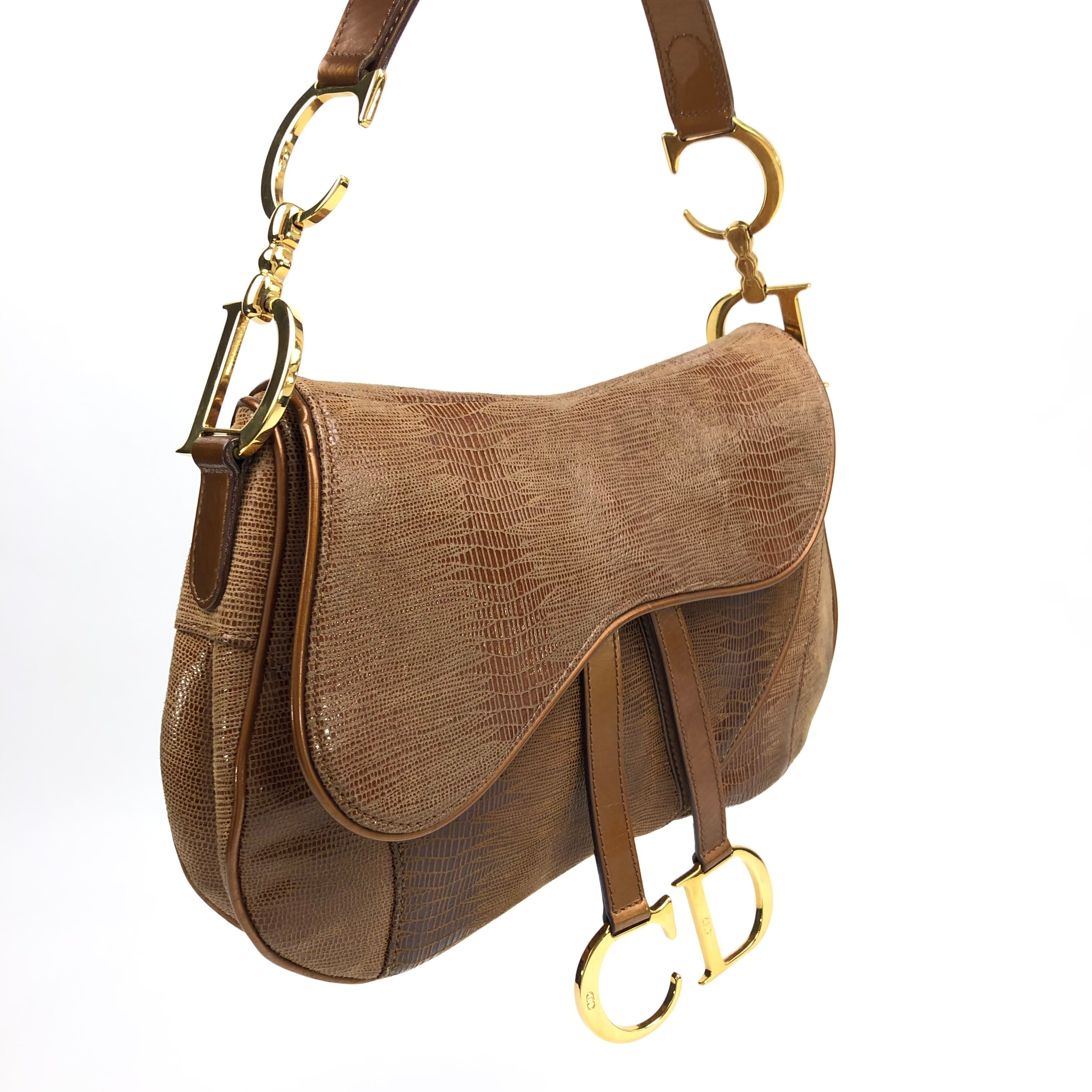 CHRISTIAN DIOR LIZARD DOUBLE SADDLE BAG