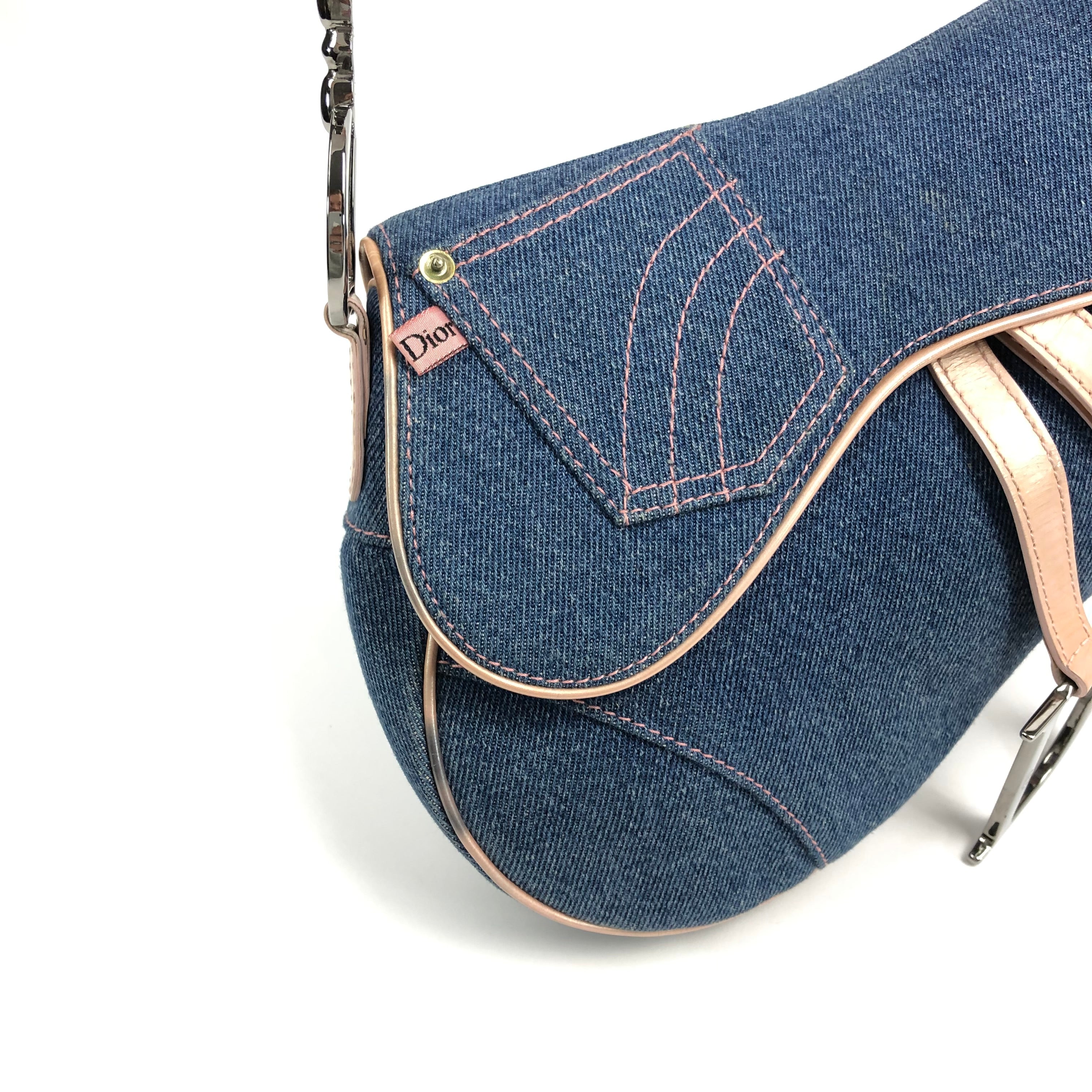 CHRISTIAN DIOR DENIM SADDLE BAG
