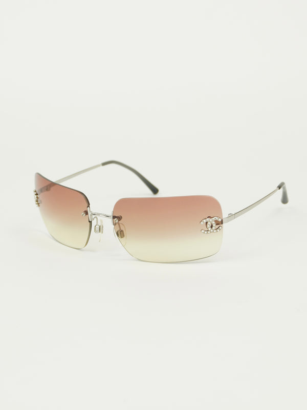 CHANEL RIMLESS RHINESTONE SUNGLASSES