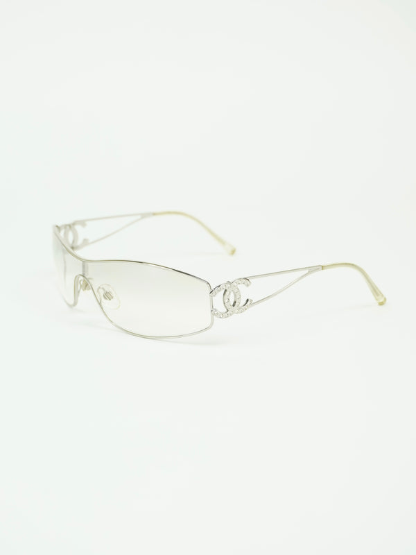 CHANEL RHINESTONE CC LOGO SUNGLASSES