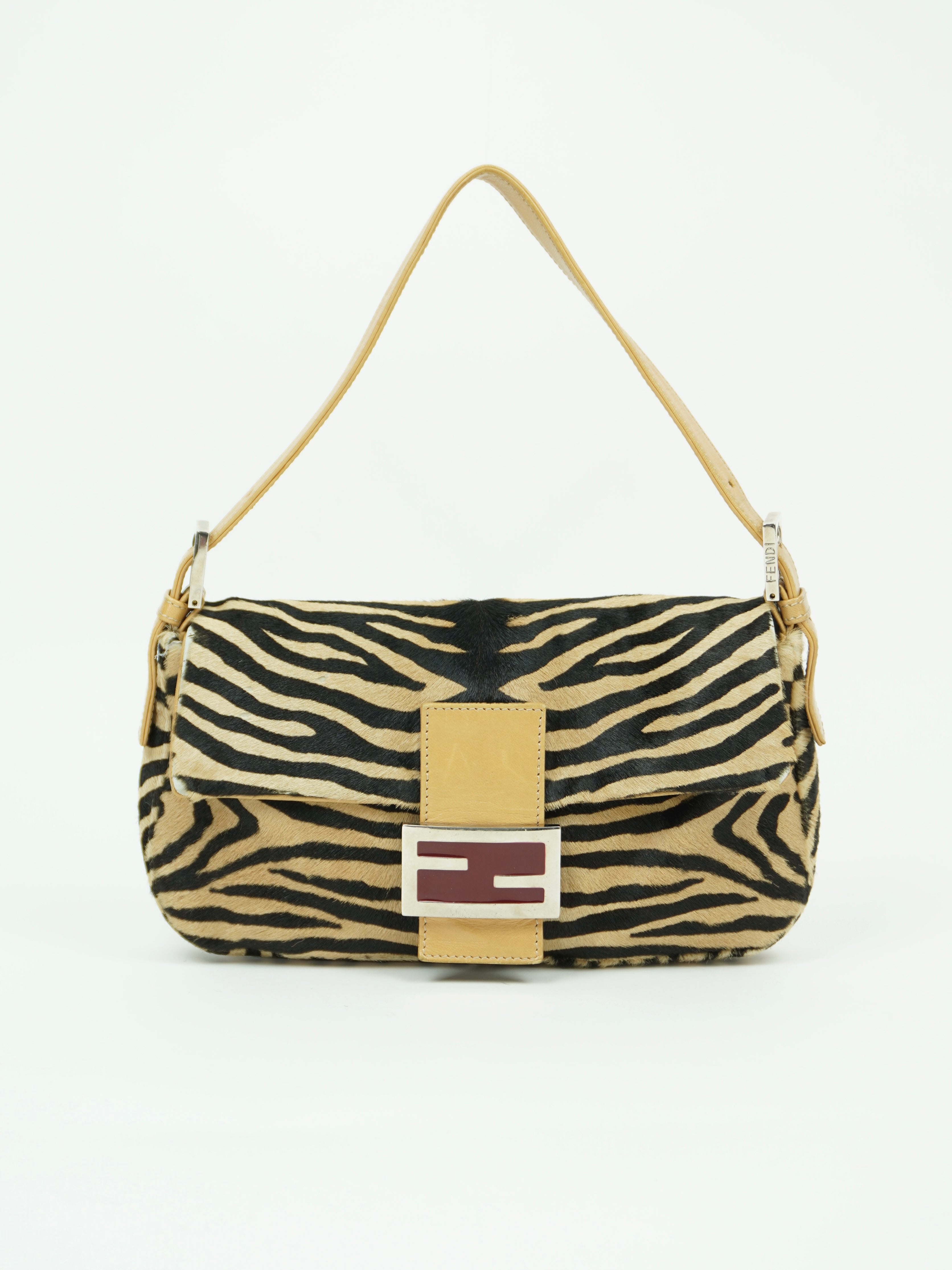 FENDI CALF HAIR ZEBRA BAGUETTE