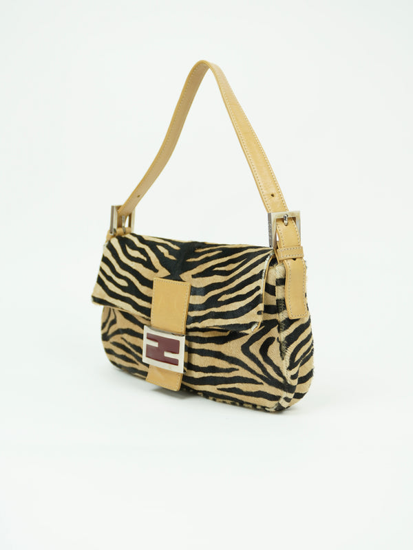 FENDI CALF HAIR ZEBRA BAGUETTE