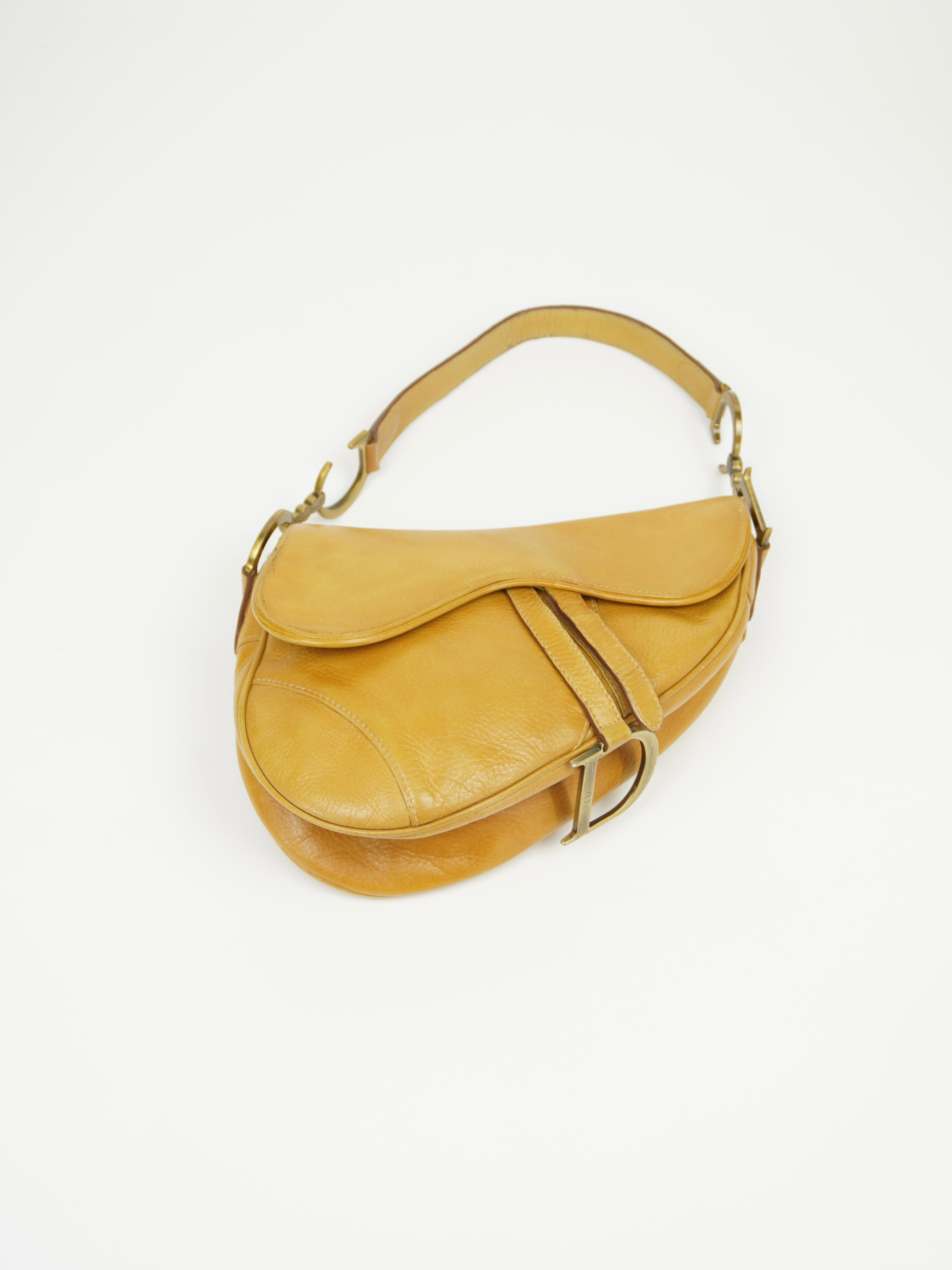 CHRISTIAN DIOR TAN LEATHER SADDLE BAG