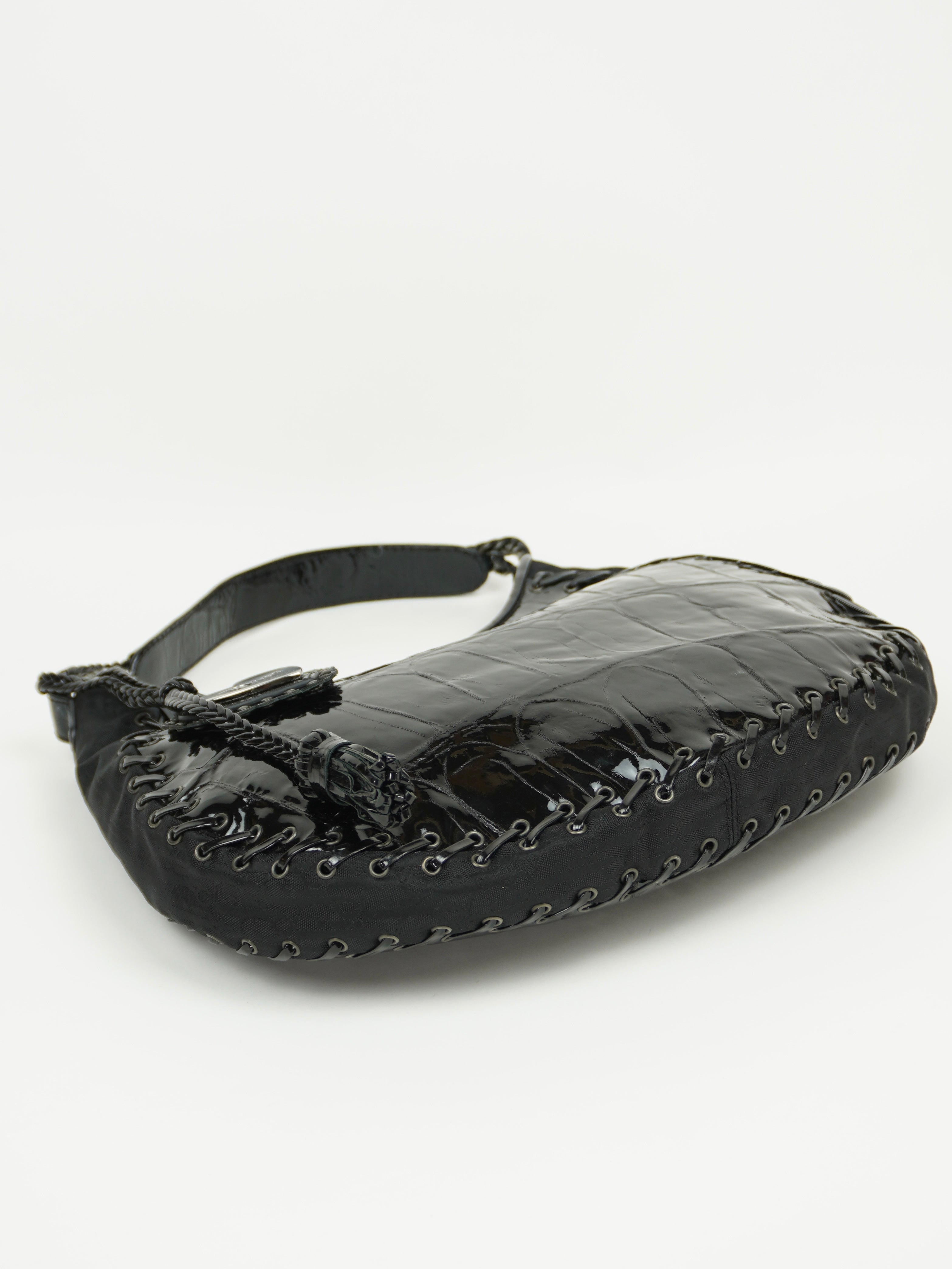 CHRISTIAN DIOR CROCODILE EMBOSSED CORSET HOBO