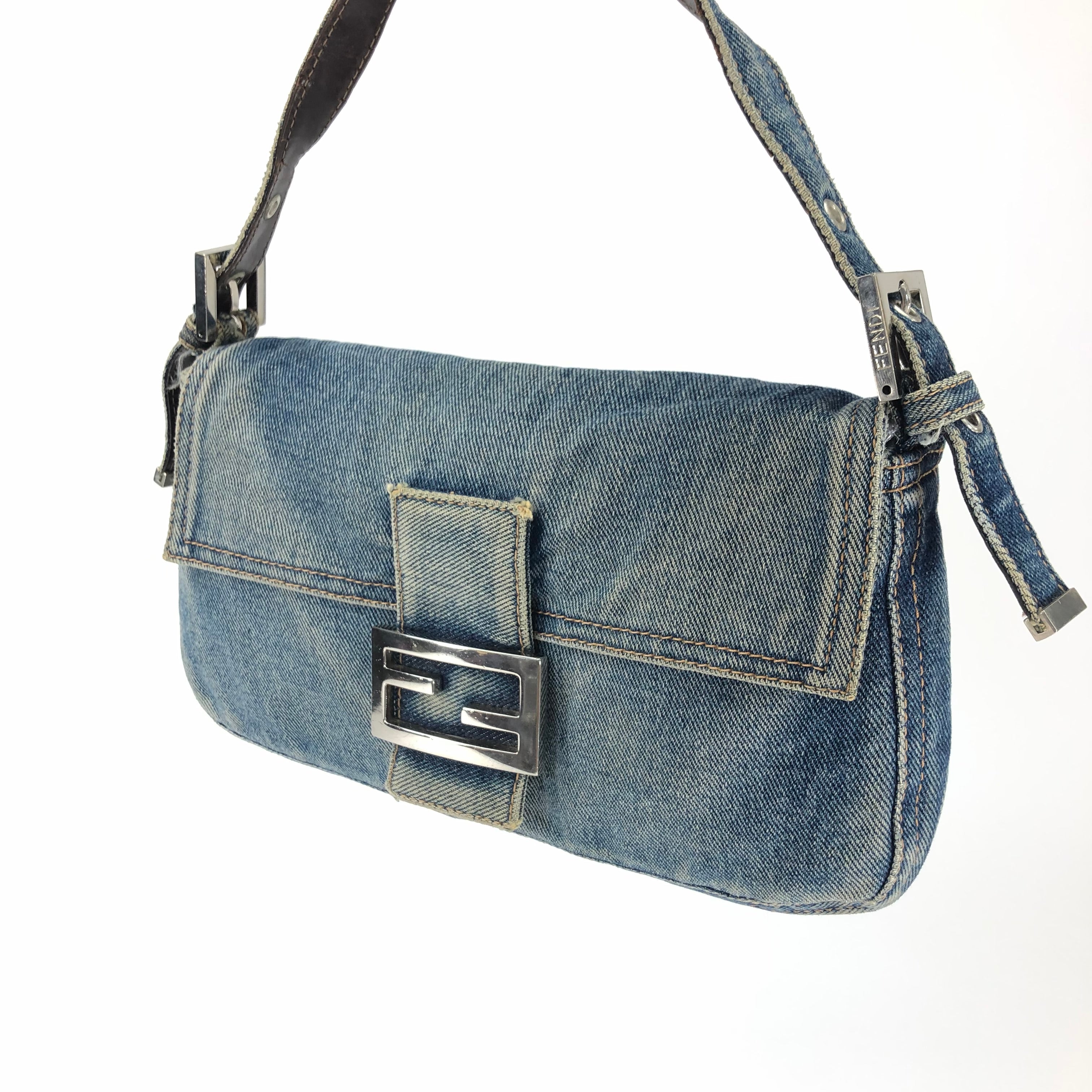 FENDI DENIM BAGUETTE BAG