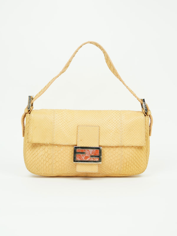 FENDI PYTHON BAGUETTE WITH MARBLE BUCKLE