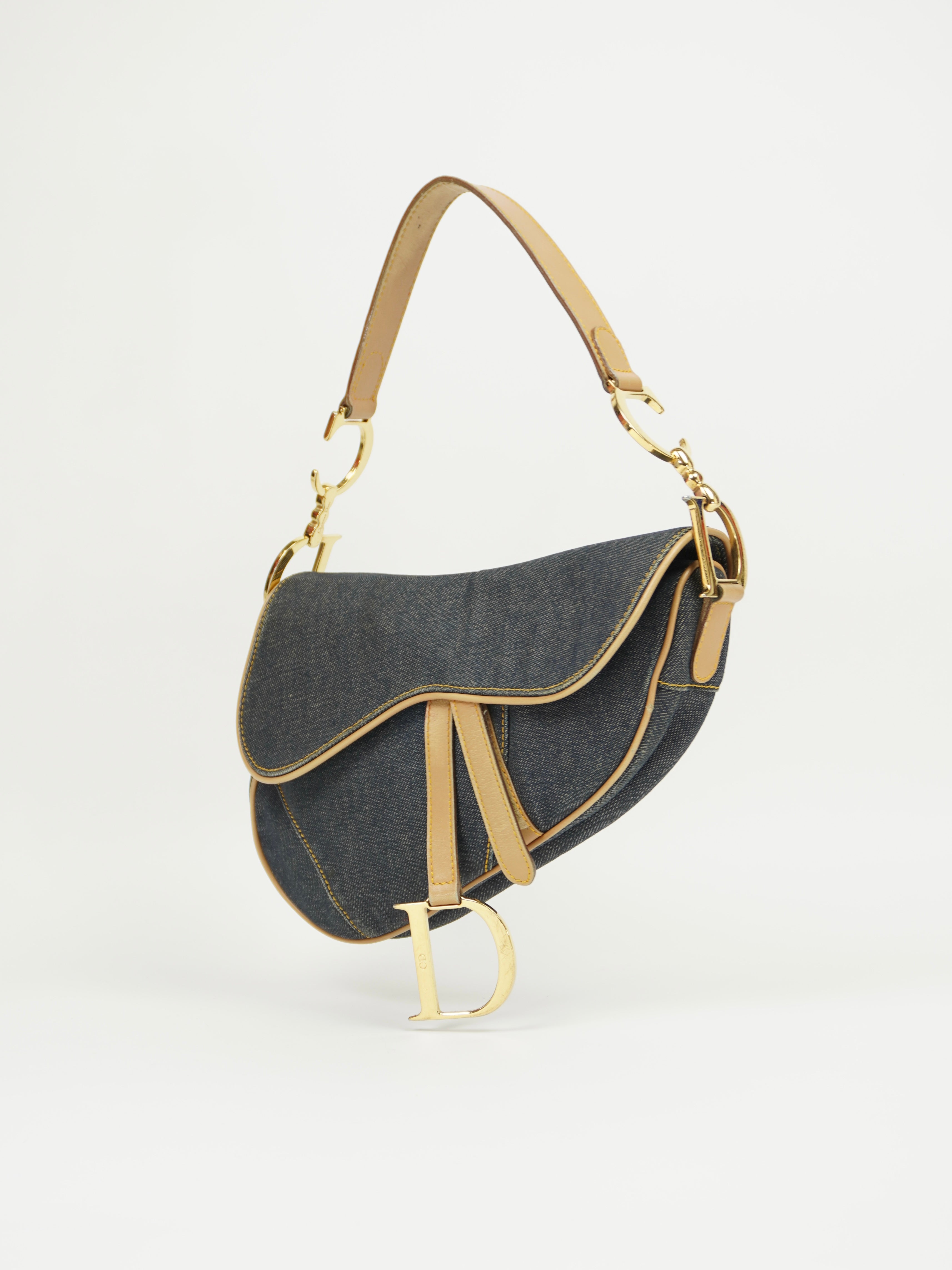 CHRISTIAN DIOR DENIM SADDLE BAG