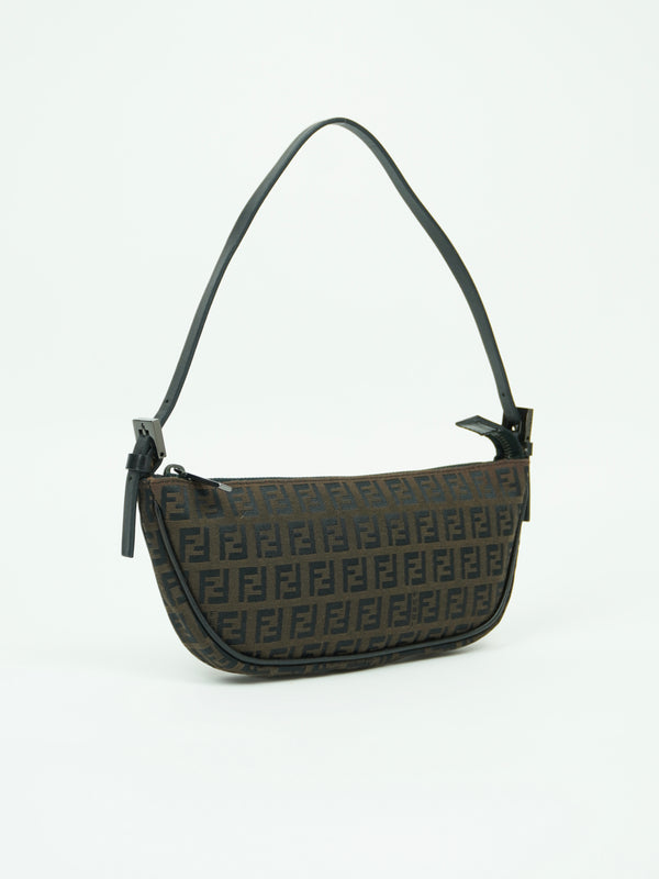 FENDI ZUCCA CRESCENT SHOULDER BAG