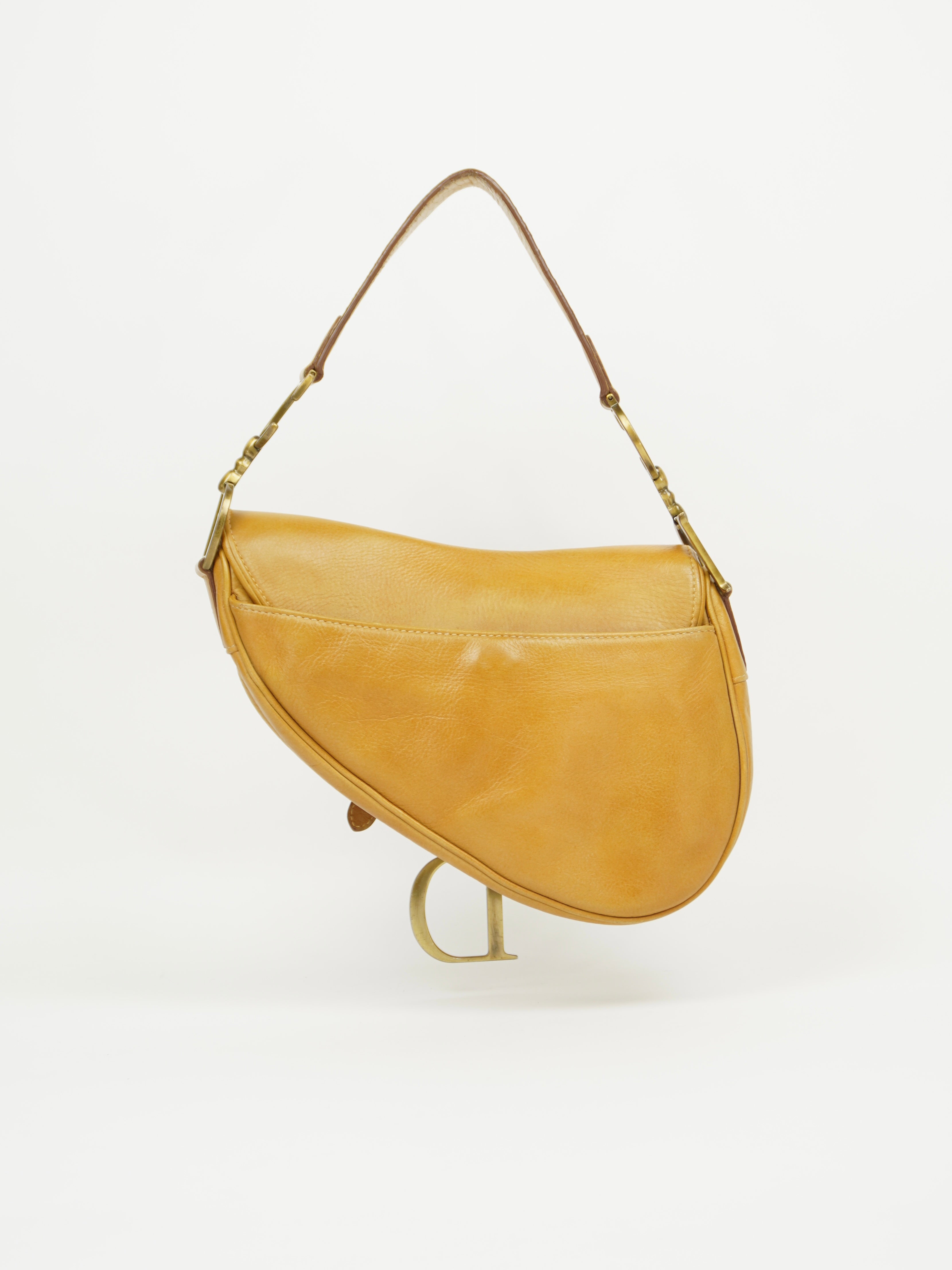CHRISTIAN DIOR TAN LEATHER SADDLE BAG