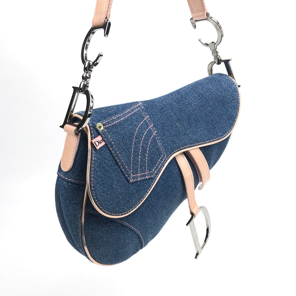 CHRISTIAN DIOR DENIM SADDLE BAG