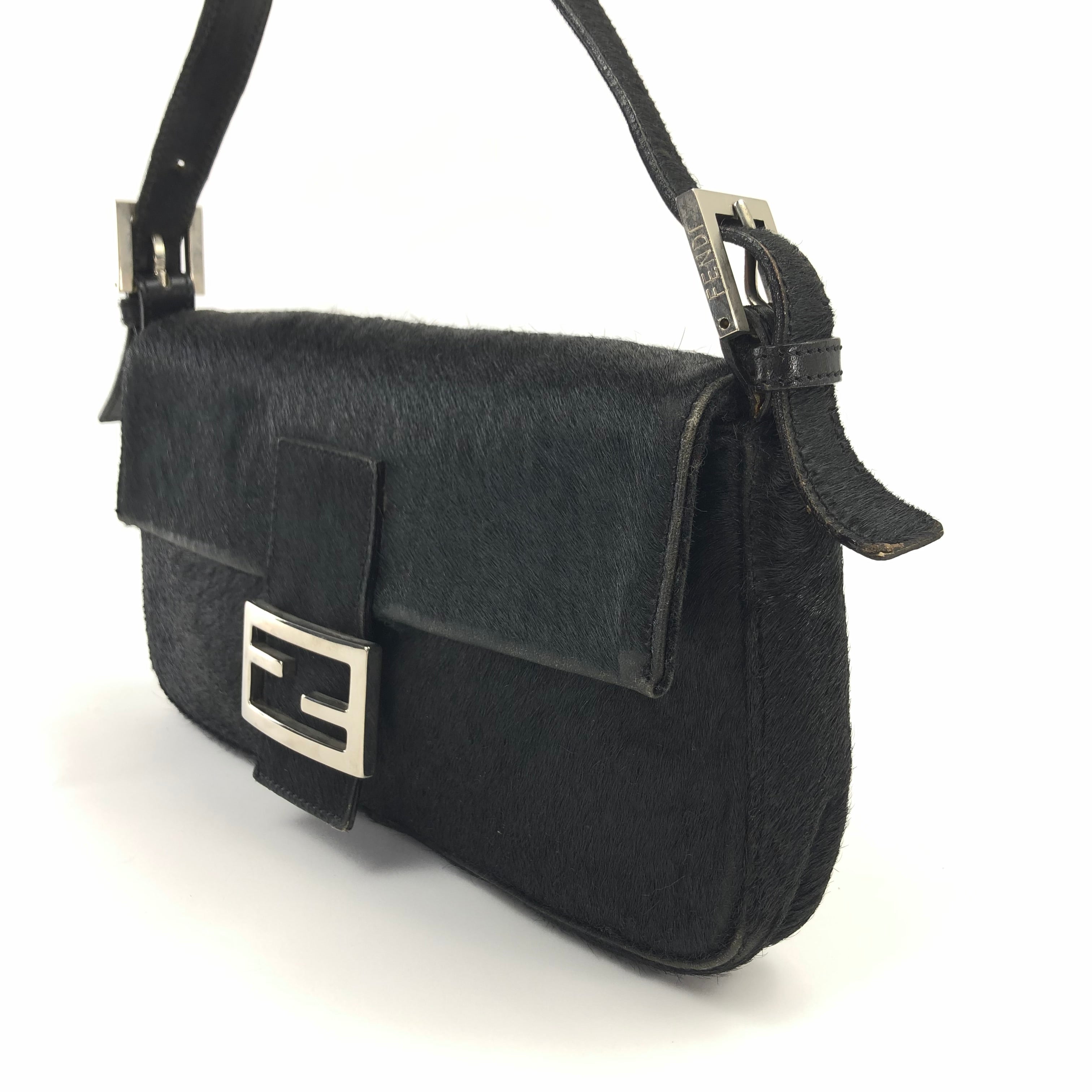 FENDI CALF HAIR BAGUETTE BAG