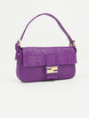 FENDI PURPLE LEATHER LOGO BAGUETTE