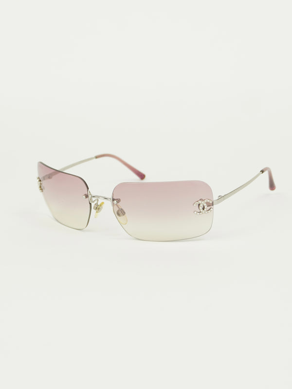 CHANEL RIMLESS RHINESTONE SUNGLASSES