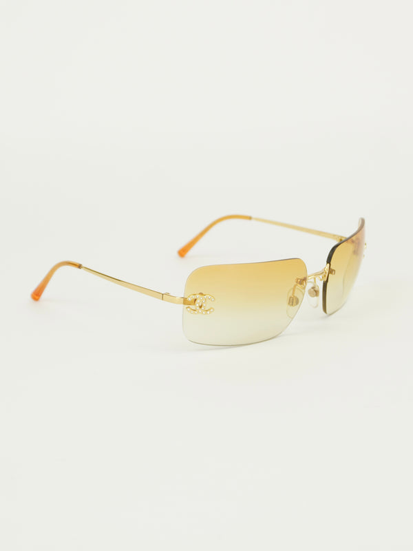 CHANEL RIMLESS RHINESTONE SUNGLASSES