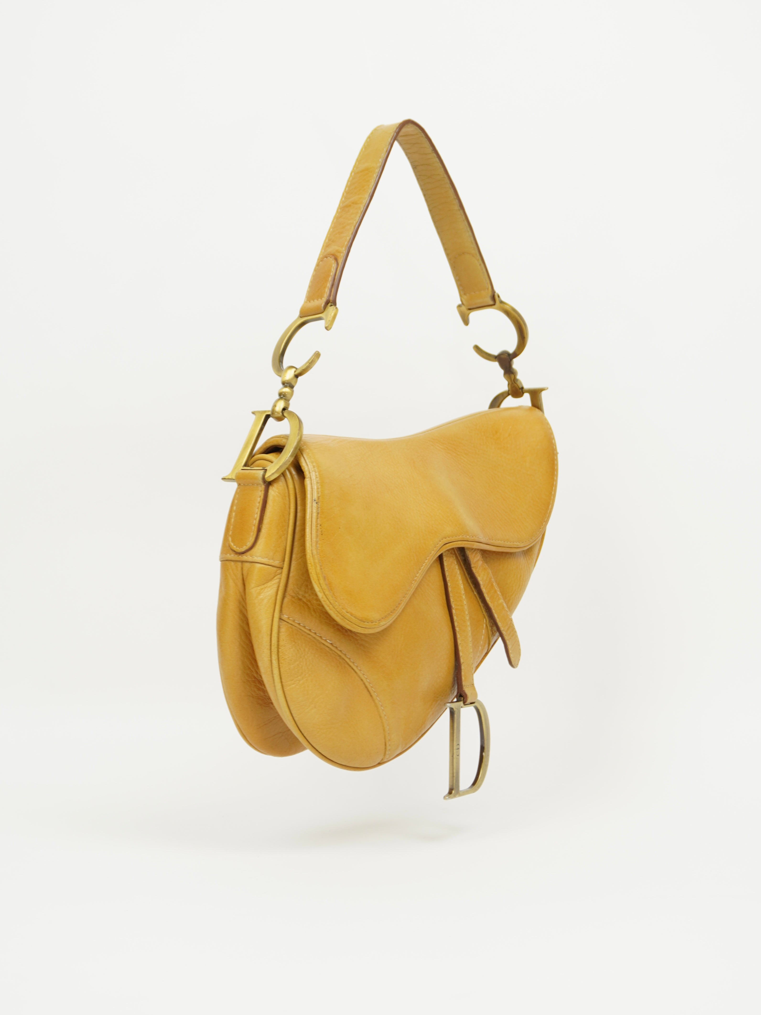 CHRISTIAN DIOR TAN LEATHER SADDLE BAG