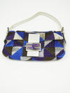 FENDI GEOMETRIC EMBROIDERED BAGUETTE WITH MARBLE BUCKLE