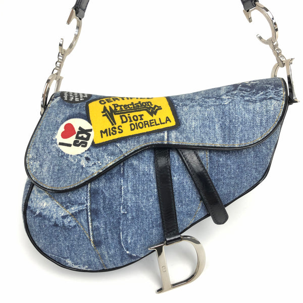 CHRISTIAN DIOR DIORELLA DENIM SADDLE BAG