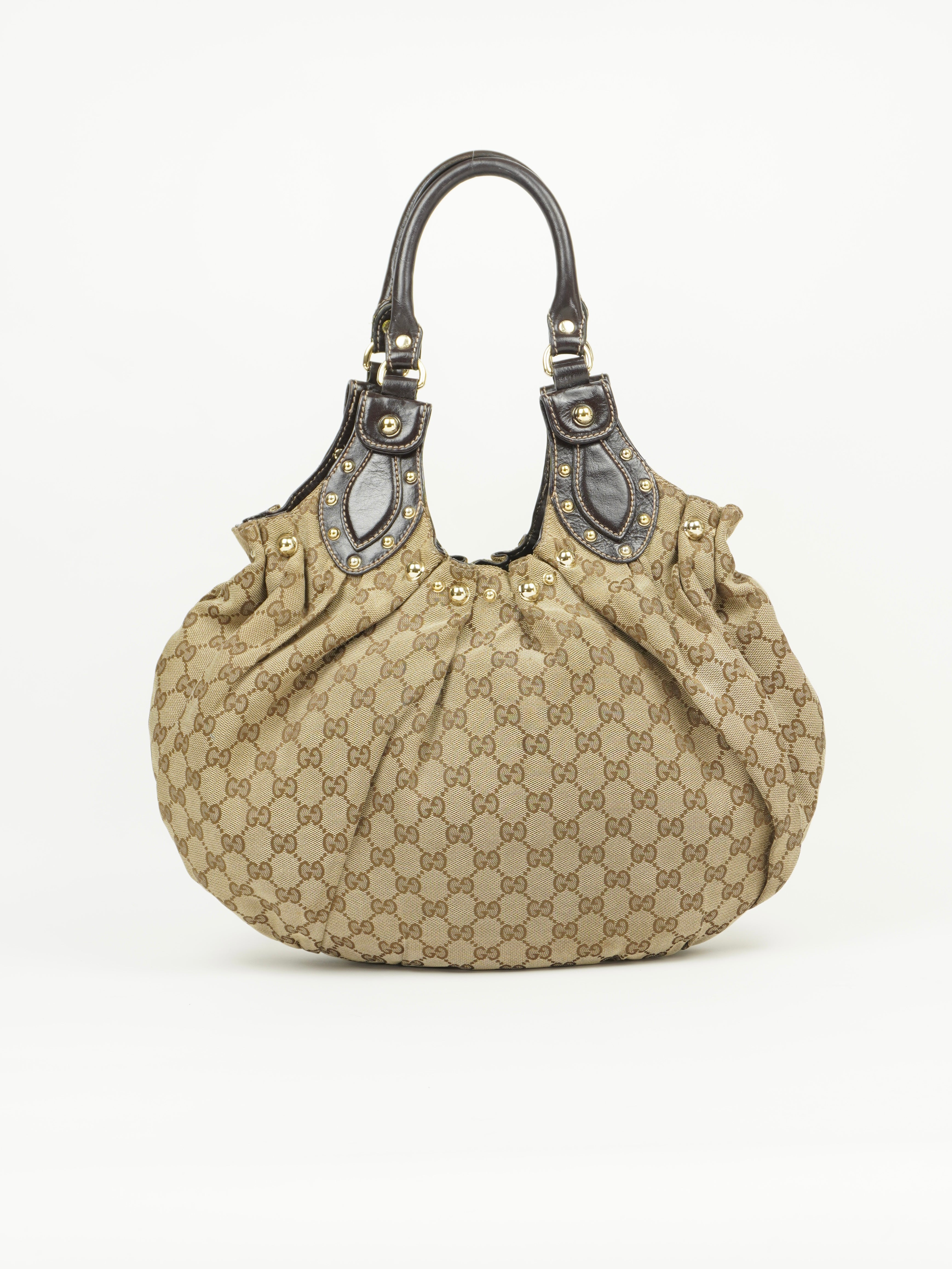 GUCCI MONOGRAM STUDDED PELHAM BAG
