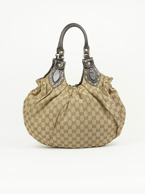 GUCCI MONOGRAM STUDDED PELHAM BAG