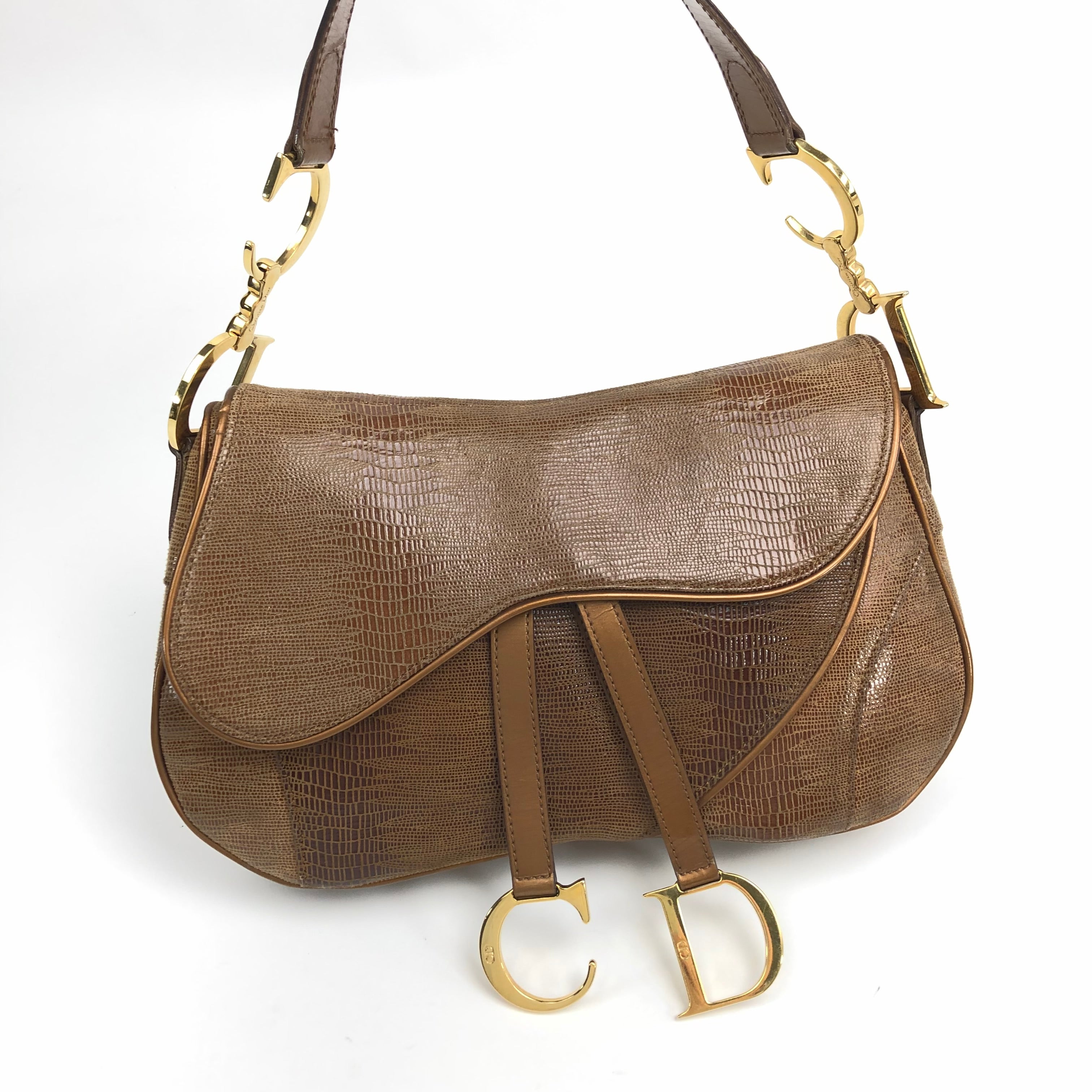 CHRISTIAN DIOR LIZARD DOUBLE SADDLE BAG