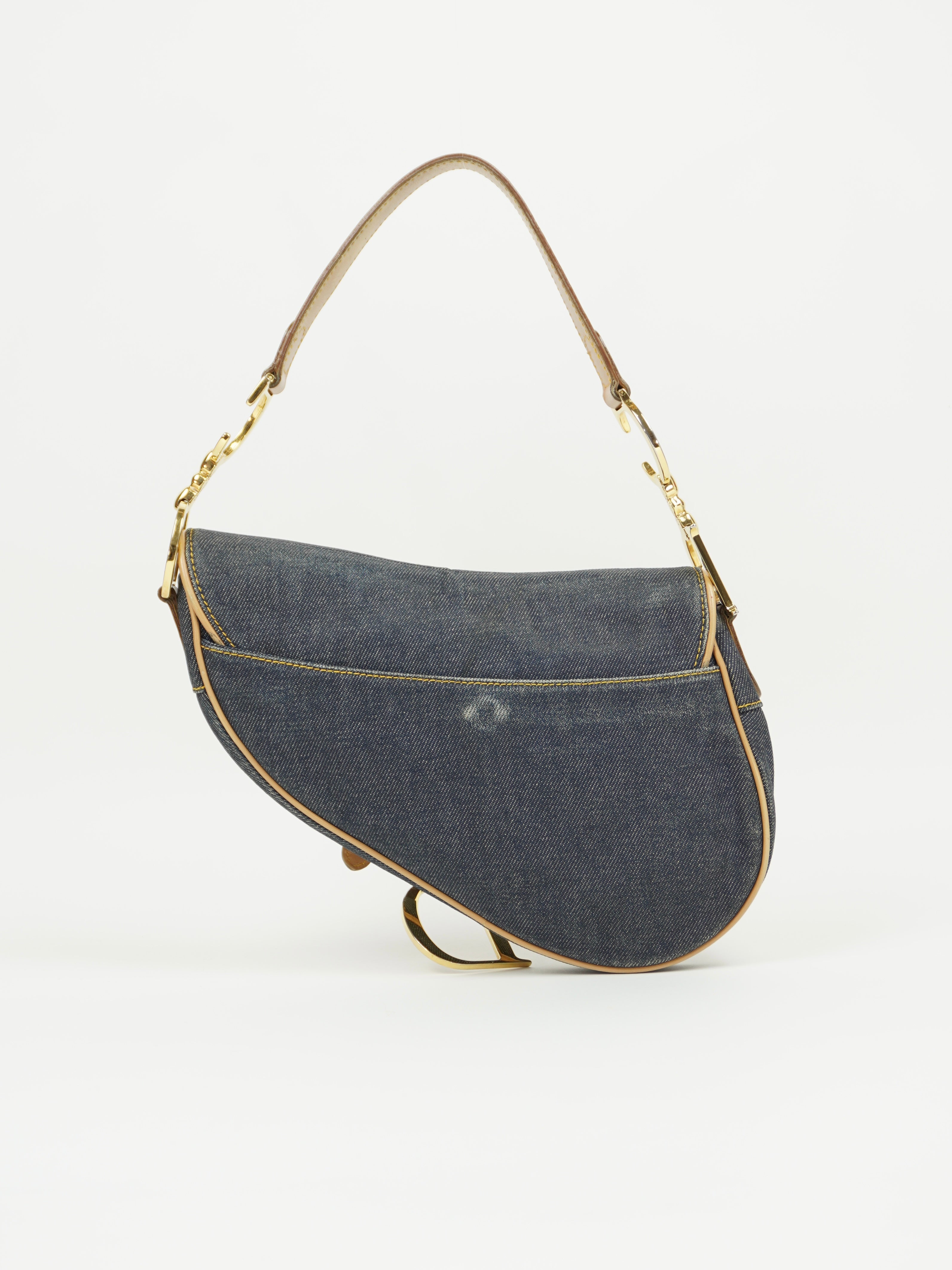 CHRISTIAN DIOR DENIM SADDLE BAG