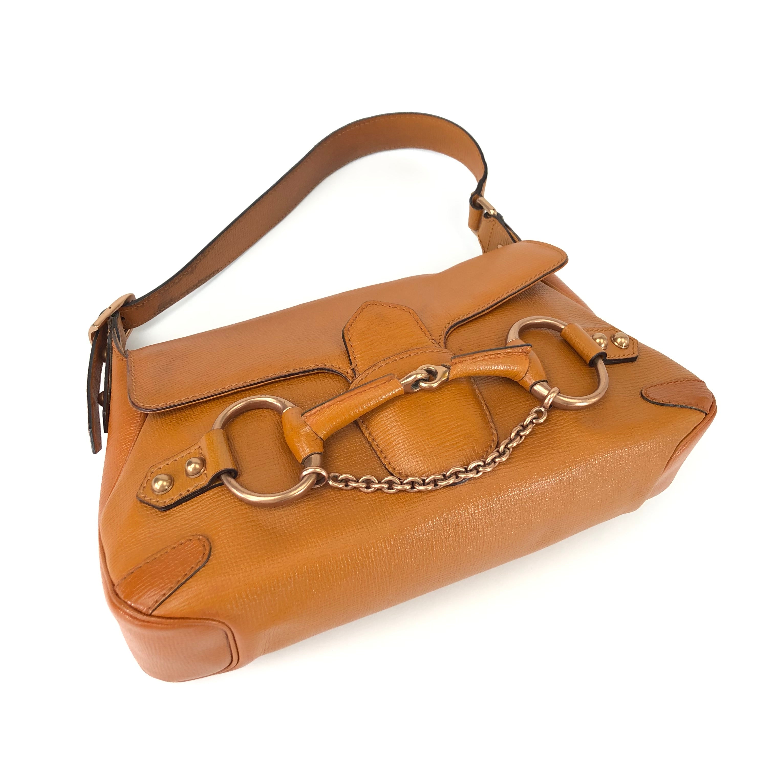 GUCCI HORSEBIT CHAIN LEATHER SHOULDER BAG