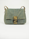 FENDI MAMA DENIM BAGUETTE WITH LIZARD TRIM