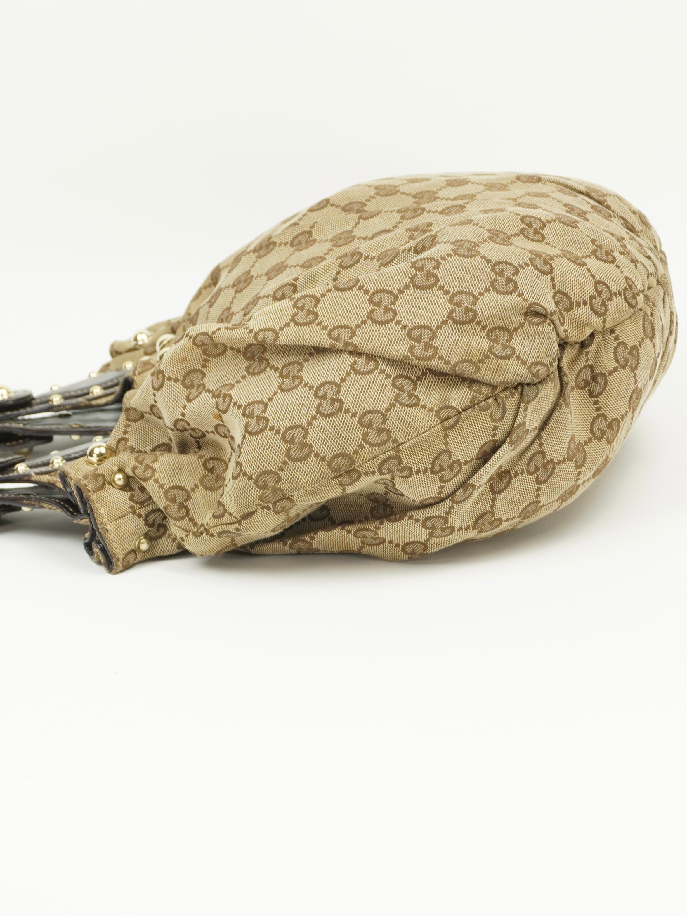 GUCCI MONOGRAM STUDDED PELHAM BAG