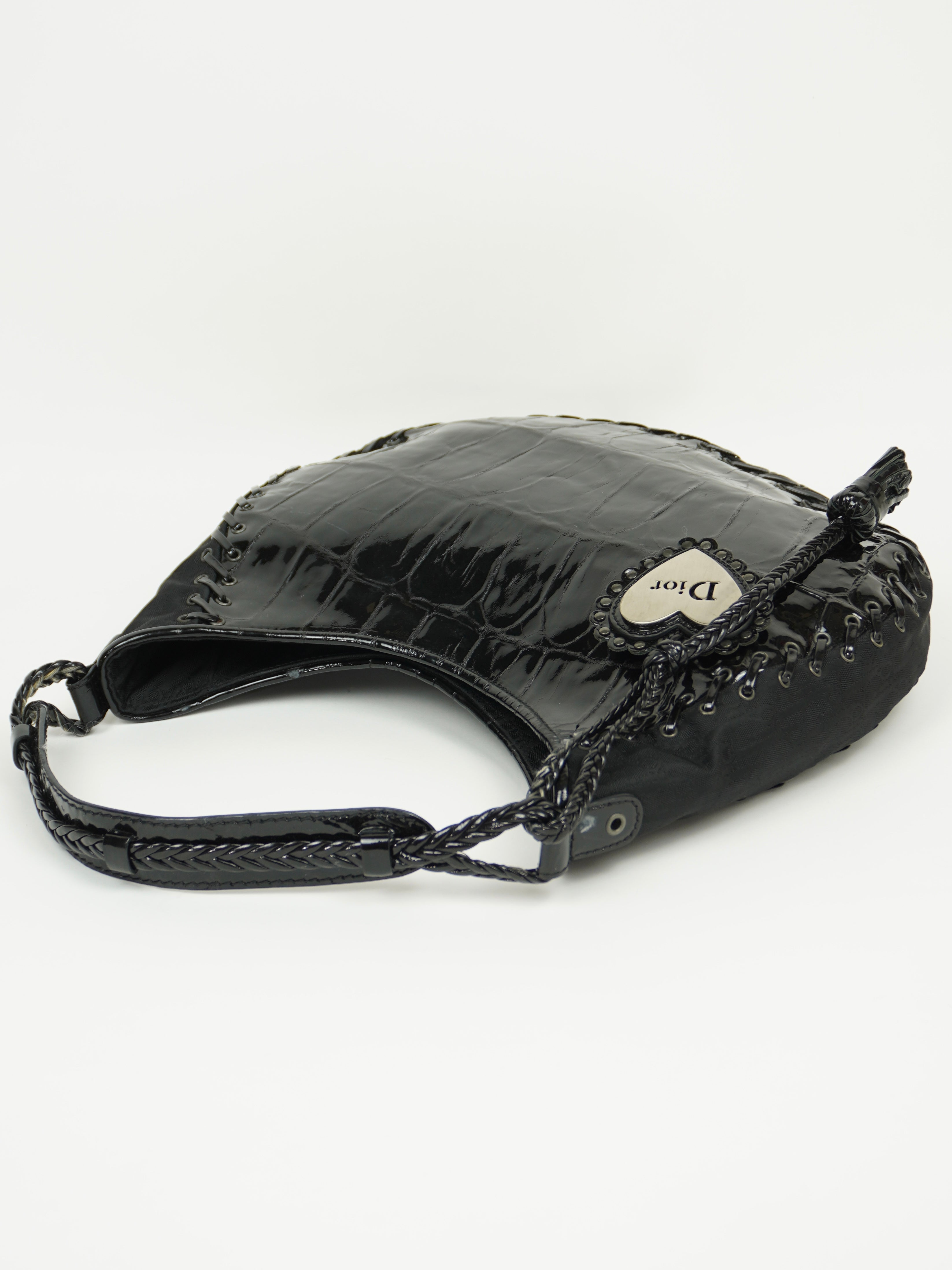 CHRISTIAN DIOR CROCODILE EMBOSSED CORSET HOBO