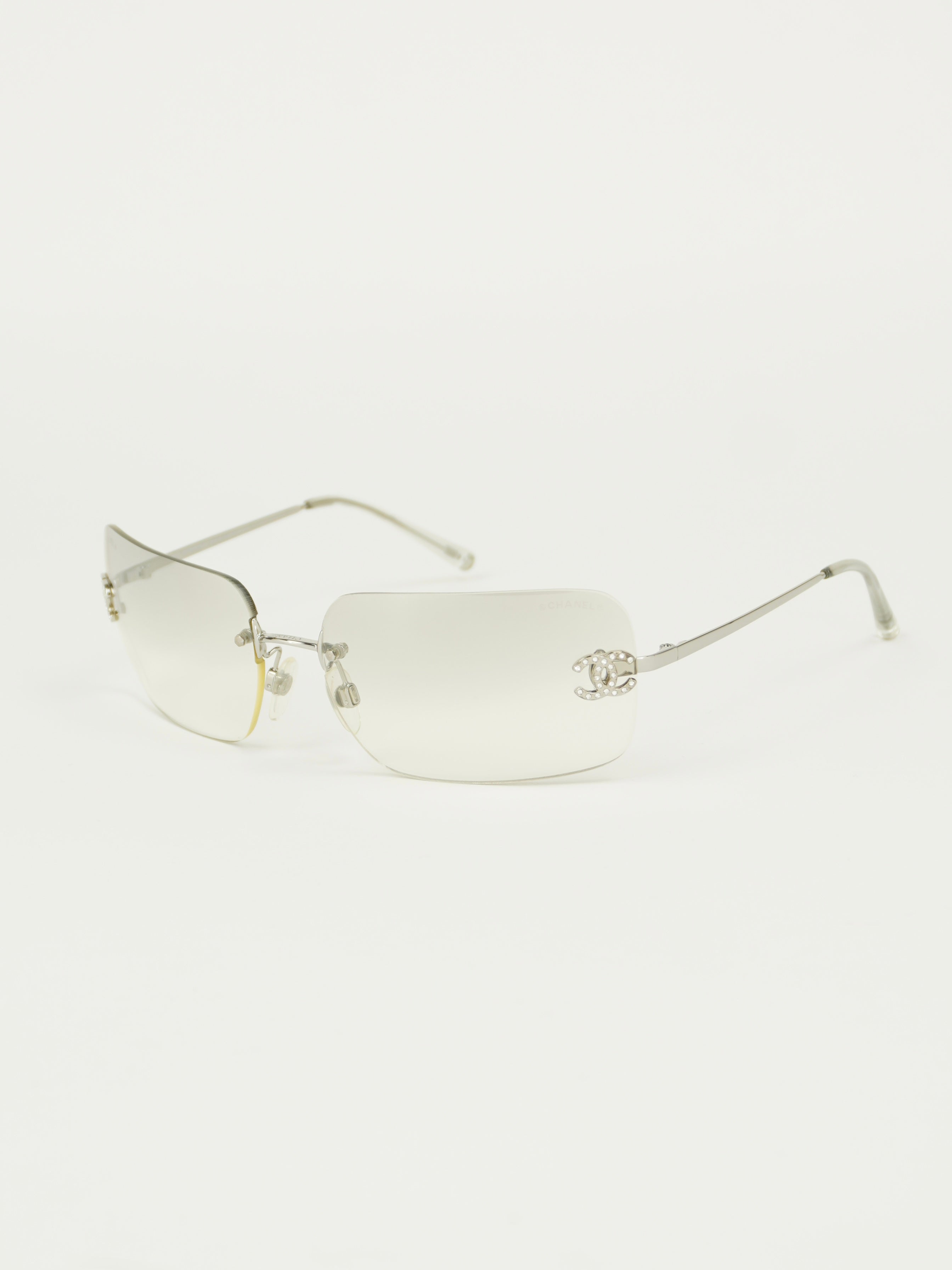 CHANEL RIMLESS RHINESTONE SUNGLASSES