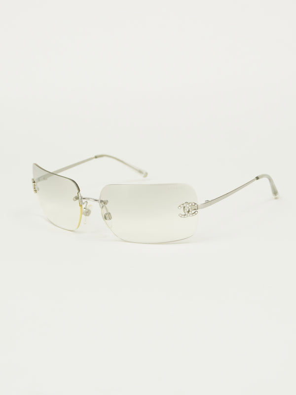 CHANEL RIMLESS RHINESTONE SUNGLASSES