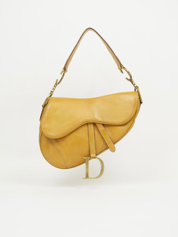 CHRISTIAN DIOR TAN LEATHER SADDLE BAG