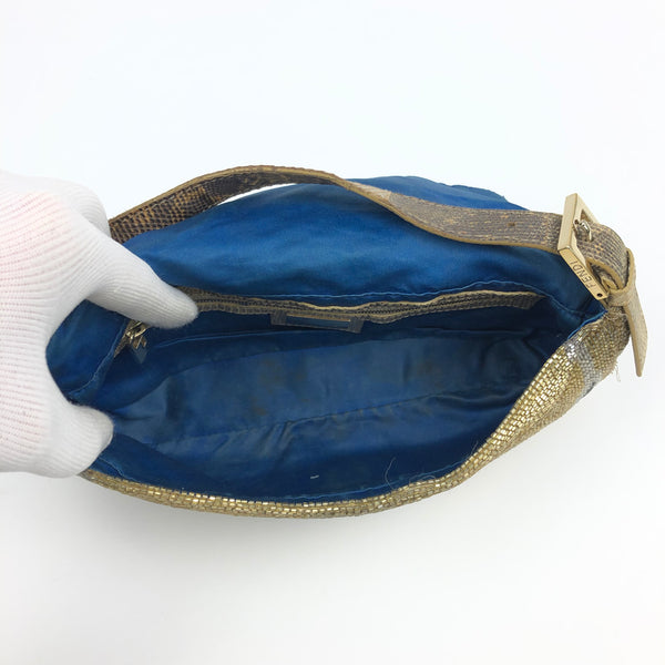 FENDI BEADED GOLD BAGUETTE BAG