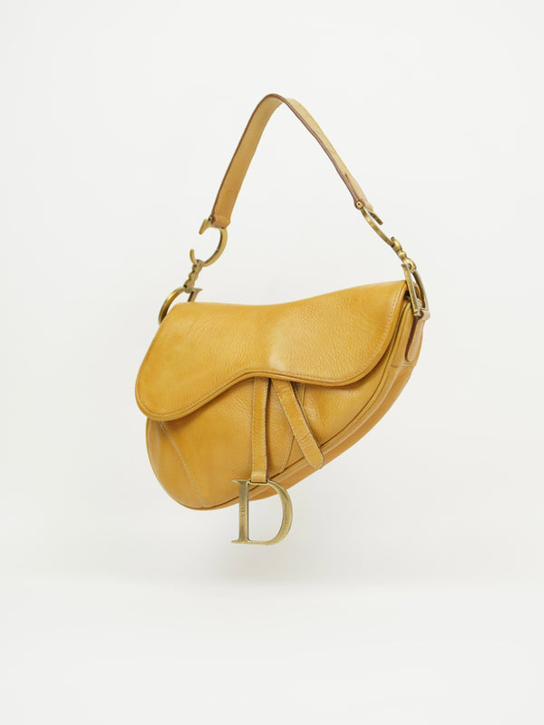 CHRISTIAN DIOR TAN LEATHER SADDLE BAG