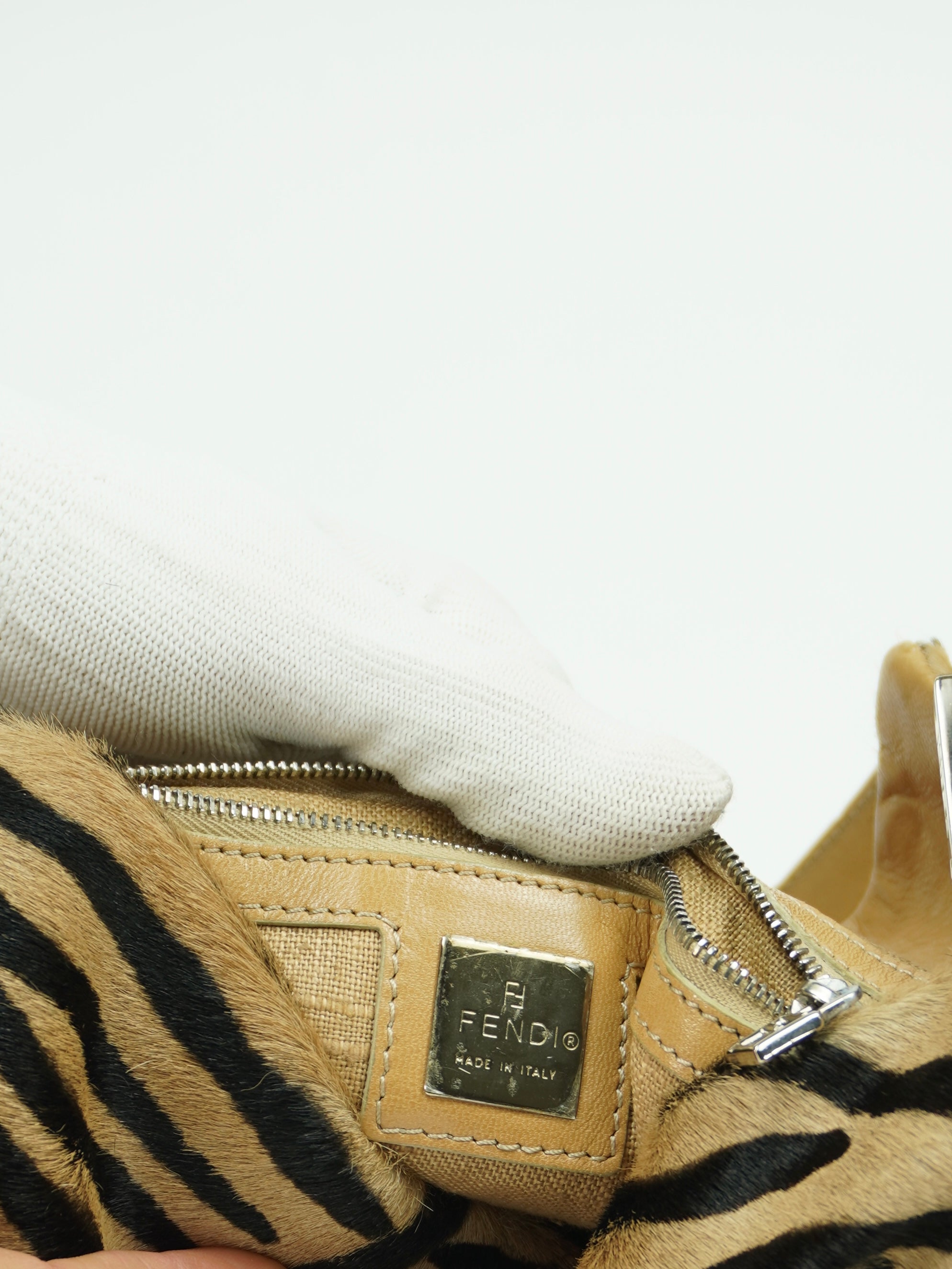 FENDI CALF HAIR ZEBRA BAGUETTE