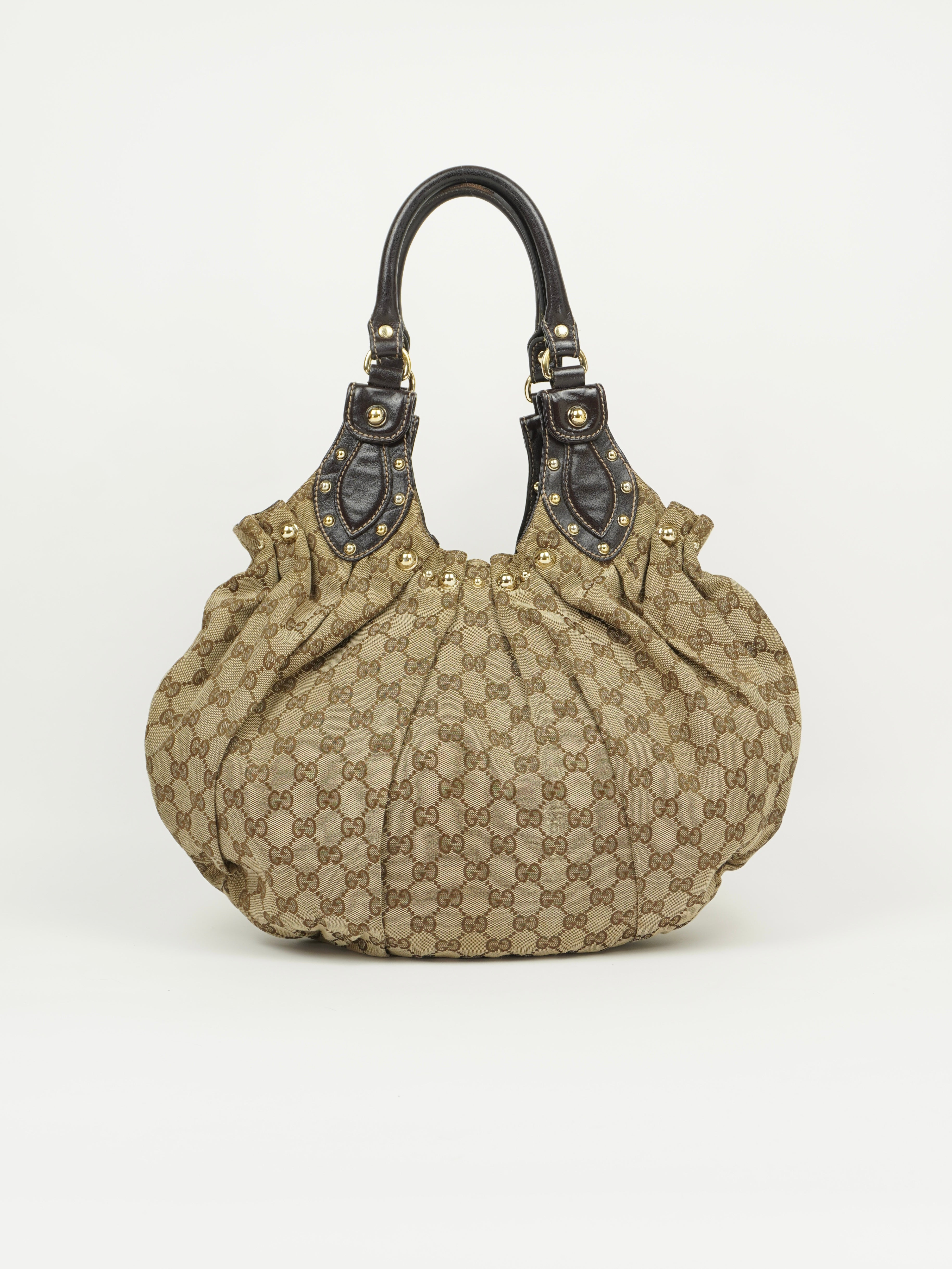 GUCCI MONOGRAM STUDDED PELHAM BAG