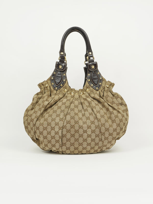 GUCCI MONOGRAM STUDDED PELHAM BAG