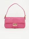 FENDI PINK LEATHER LOGO BAGUETTE