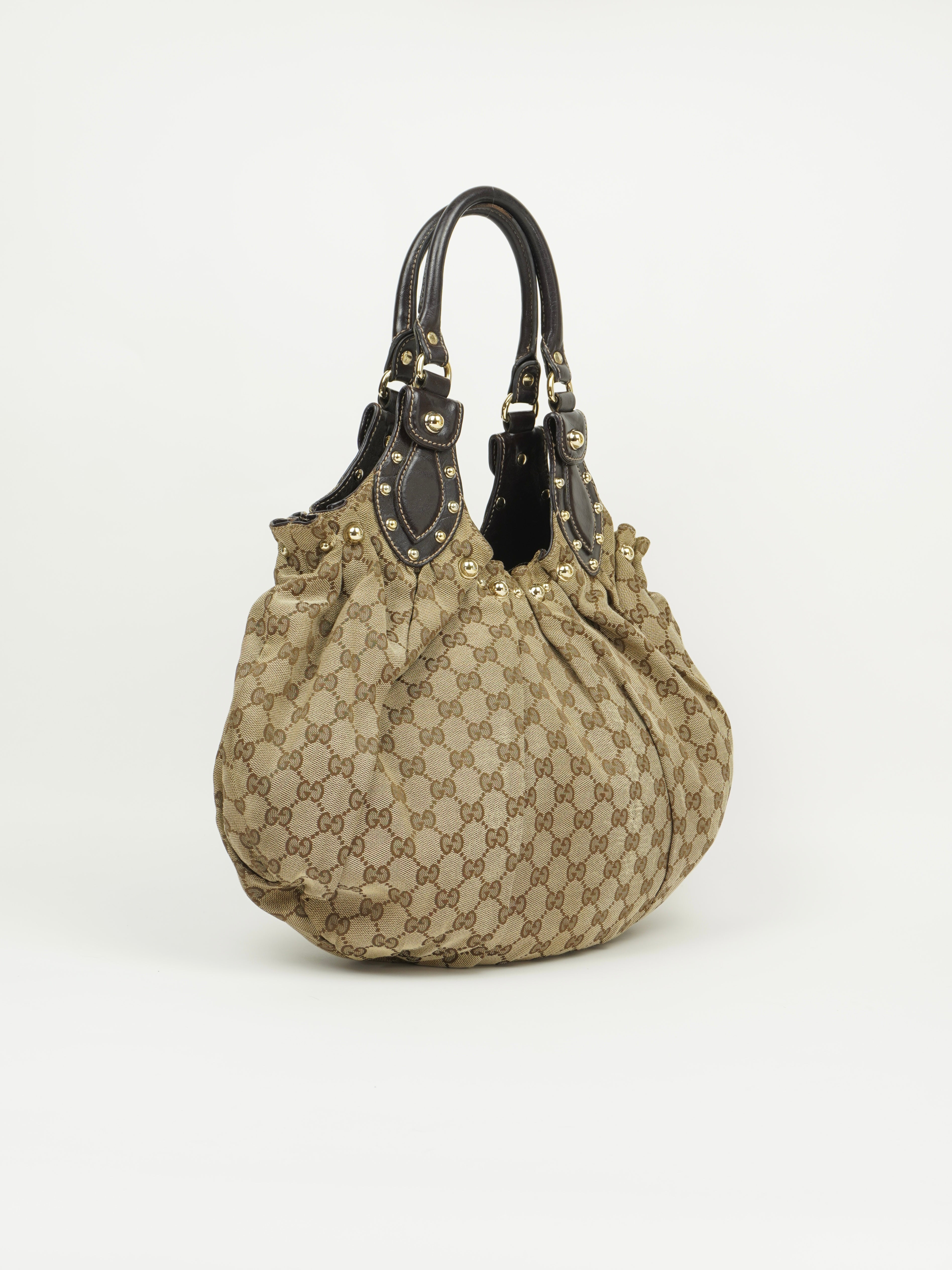 GUCCI MONOGRAM STUDDED PELHAM BAG