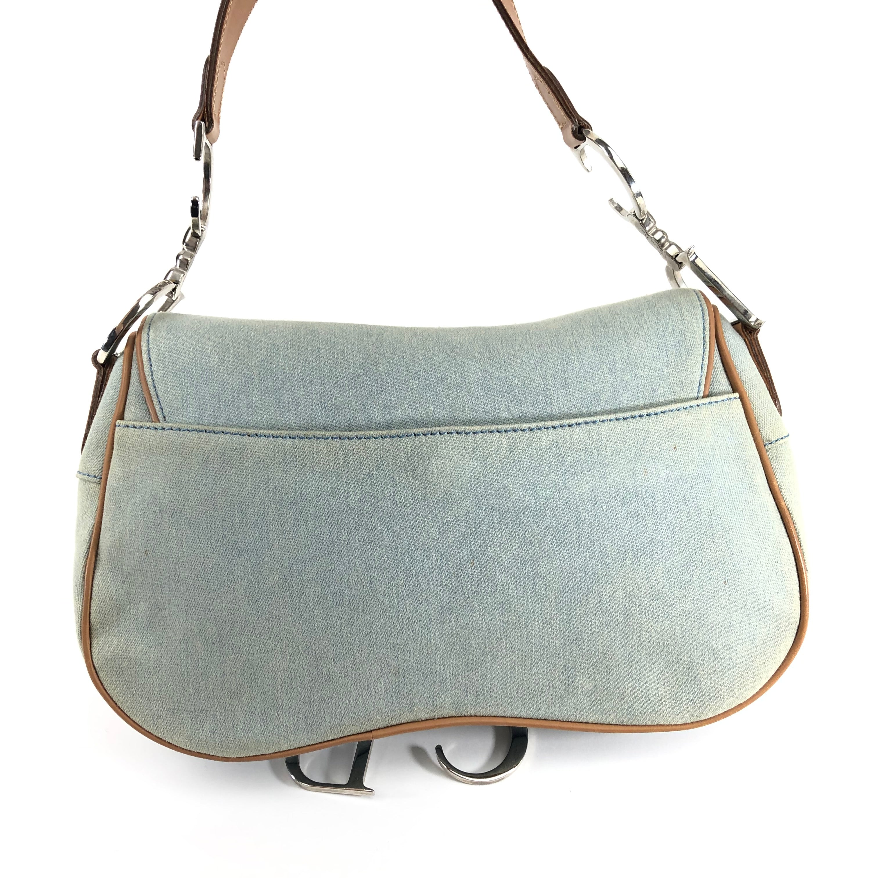 CHRISTIAN DIOR DENIM DOUBLE SADDLE BAG